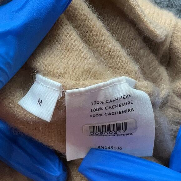 Naadam Camel Tan Cropped 100% Cashmere Hoodie Sweater M - Picture 8 of 8